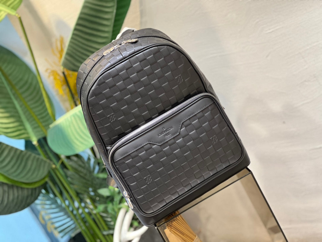 Black Woven Leather Men's Backpack - Stylish Intrecciato Pattern Rucksack