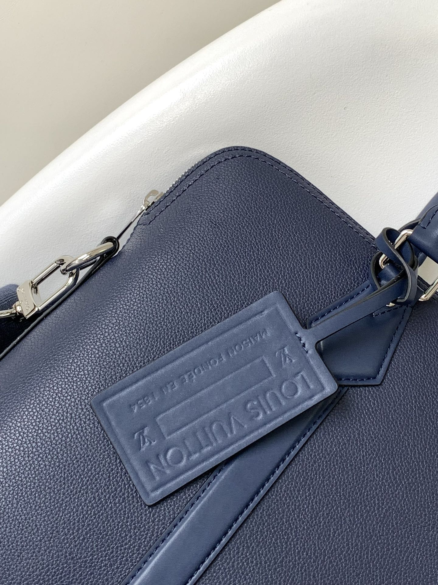 Louis Vuitton Professional Navy Blue Leather Slim Briefcase Laptop Bag