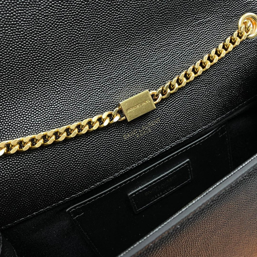 Saint Laurent YSL Kate Medium Chain Bag in Black Grained Leather