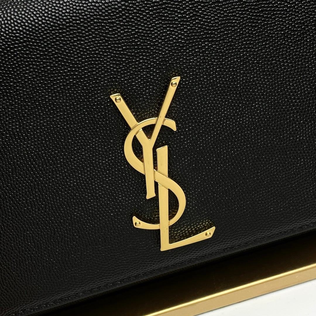 Saint Laurent YSL Kate Medium Chain Bag in Black Grained Leather