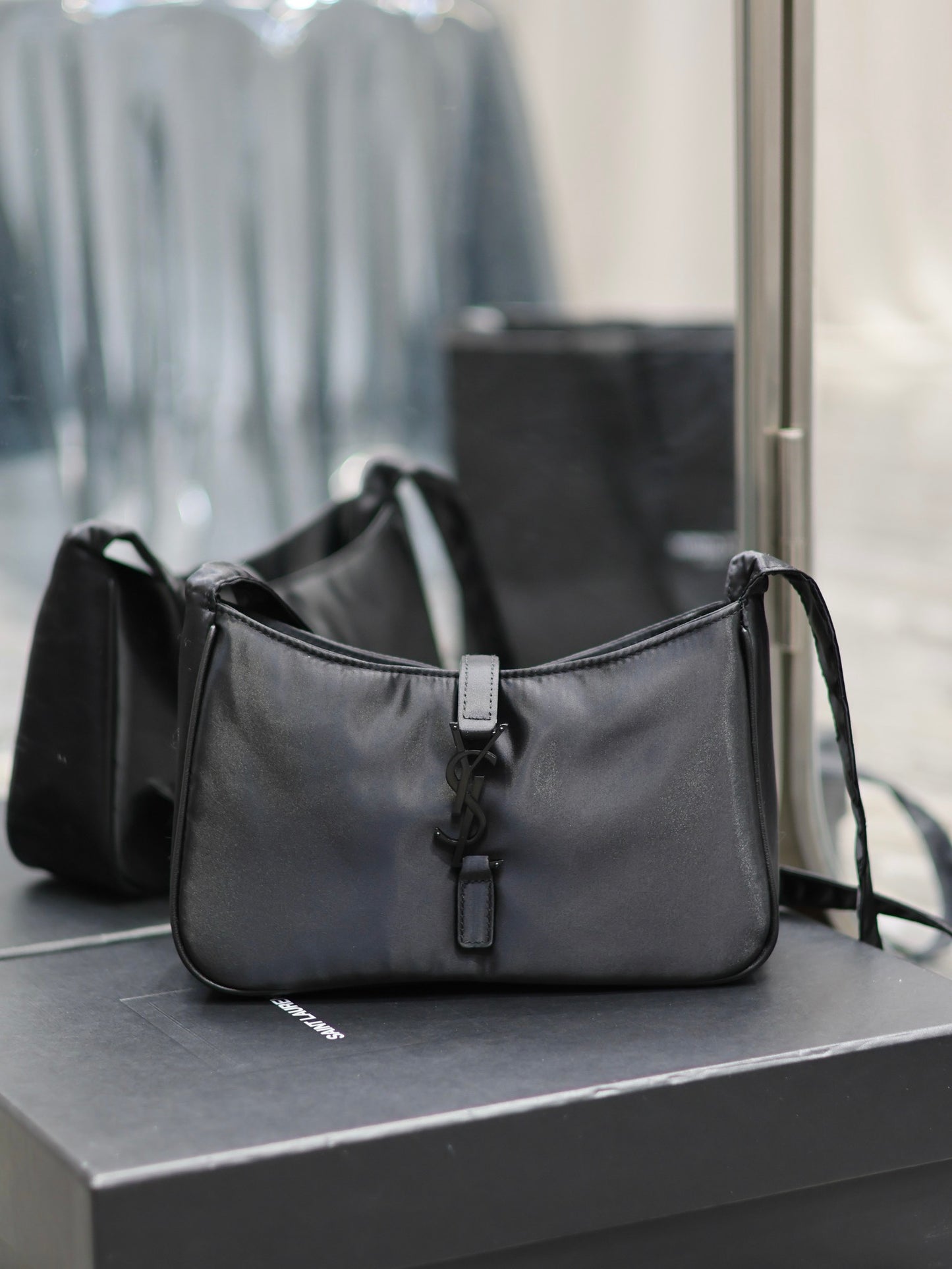 Elegant Black Faux Leather Small Crossbody Shoulder Bag