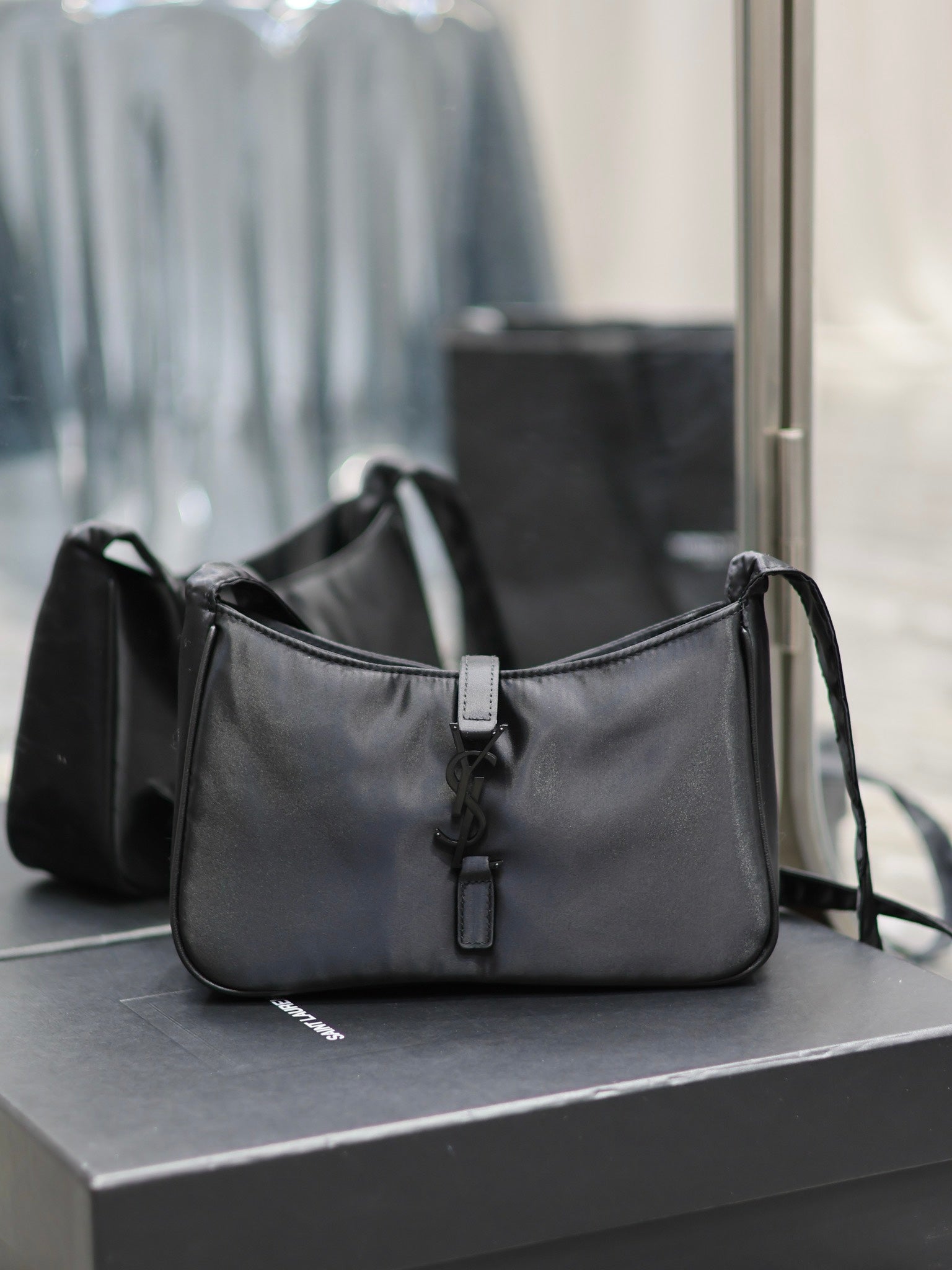 Elegant Black Faux Leather Small Crossbody Shoulder Bag
