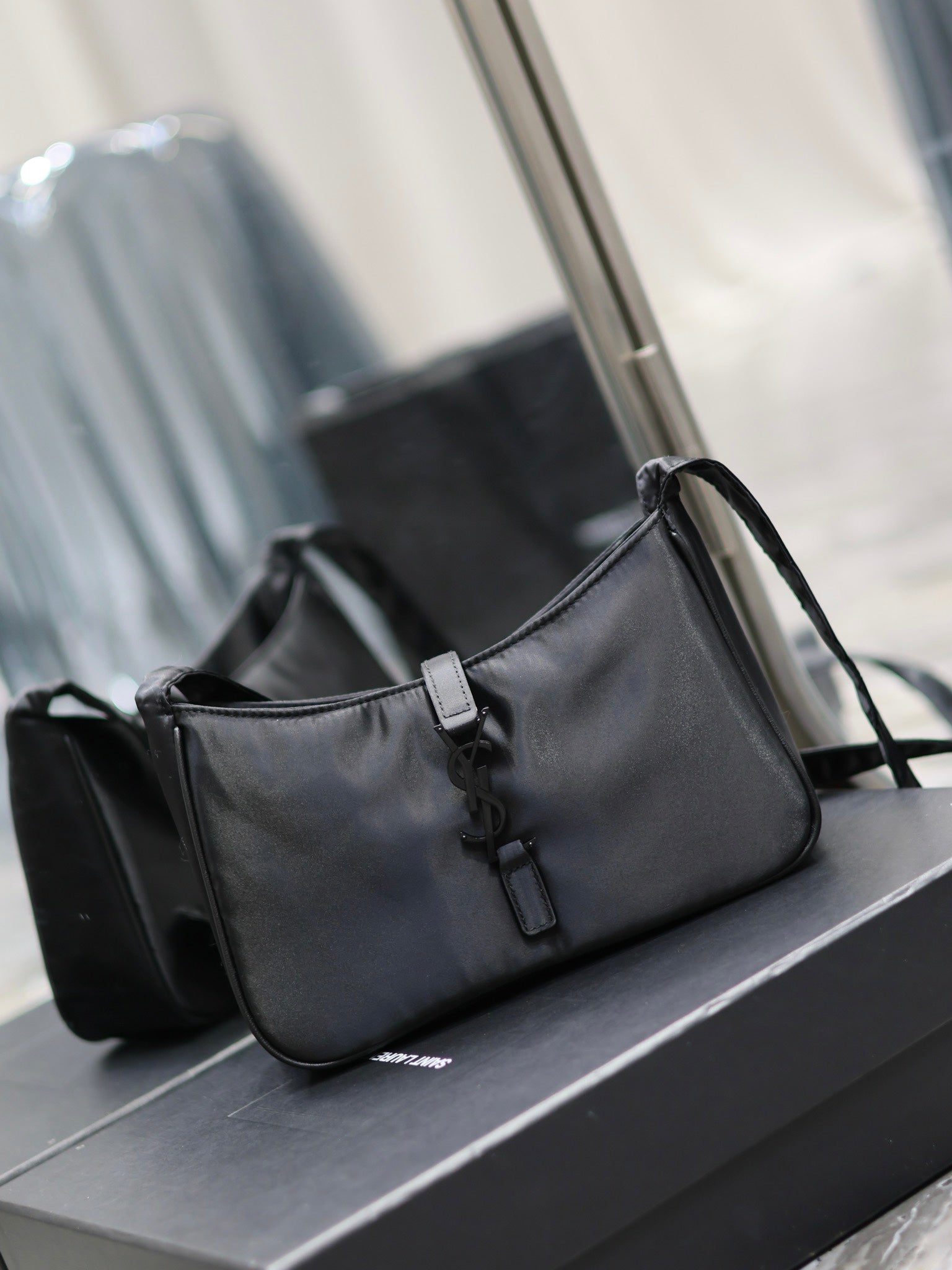 Elegant Black Faux Leather Small Crossbody Shoulder Bag
