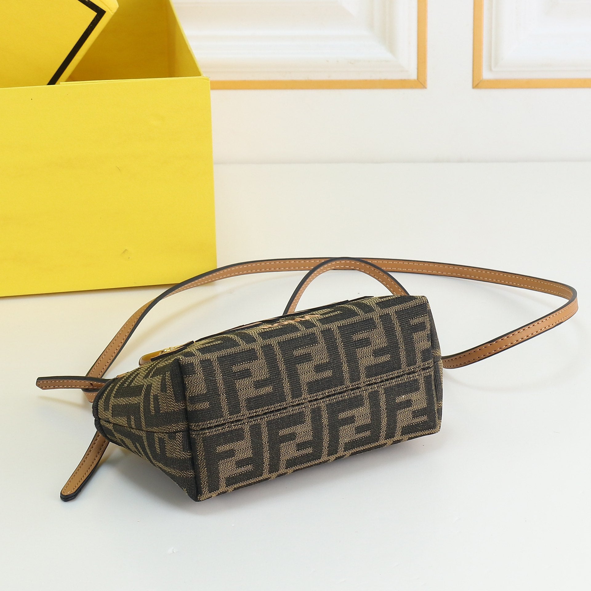Fendi By The Way Mini FF Fabric Handbag with Plexiglass Handles