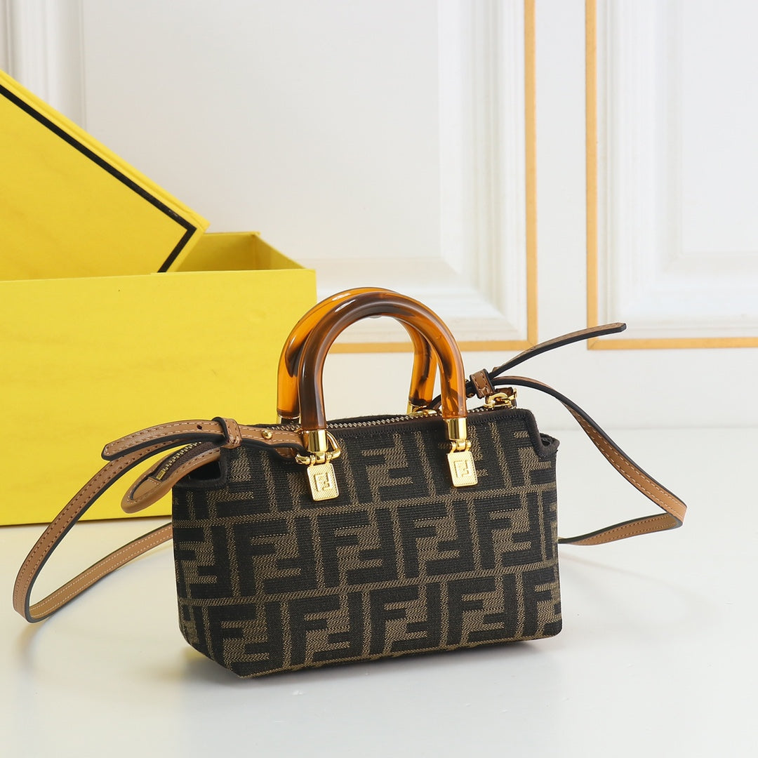 Fendi By The Way Mini FF Fabric Handbag with Plexiglass Handles