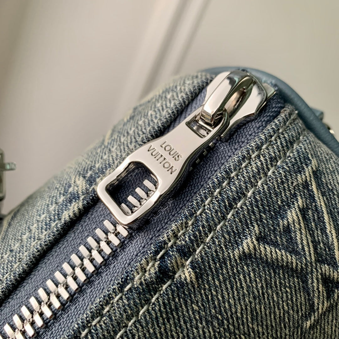 Louis Vuitton Speedy Bandoulière 25 Monogram Denim Blue Handbag
