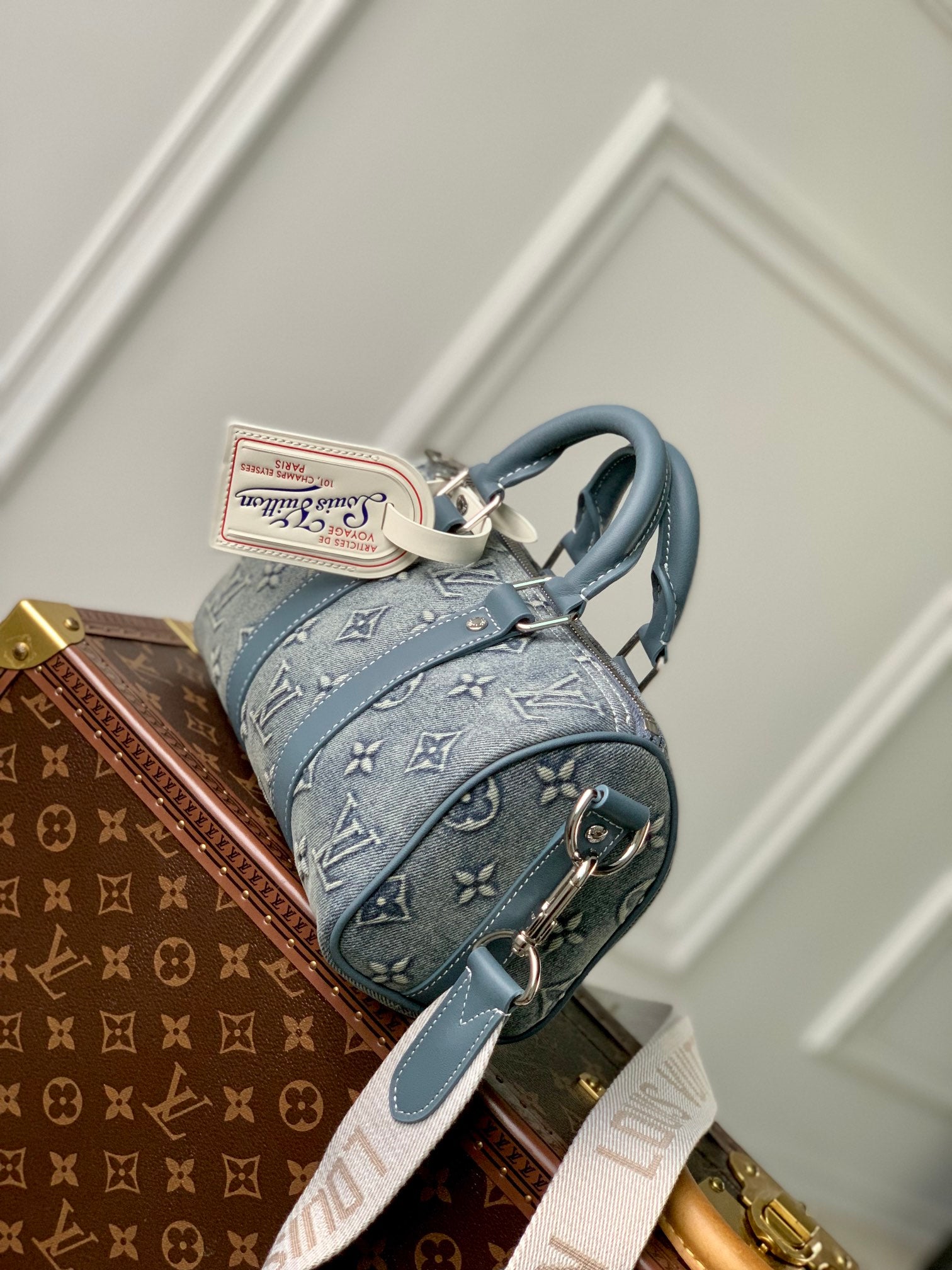 Louis Vuitton Speedy Bandoulière 25 Monogram Denim Blue Handbag