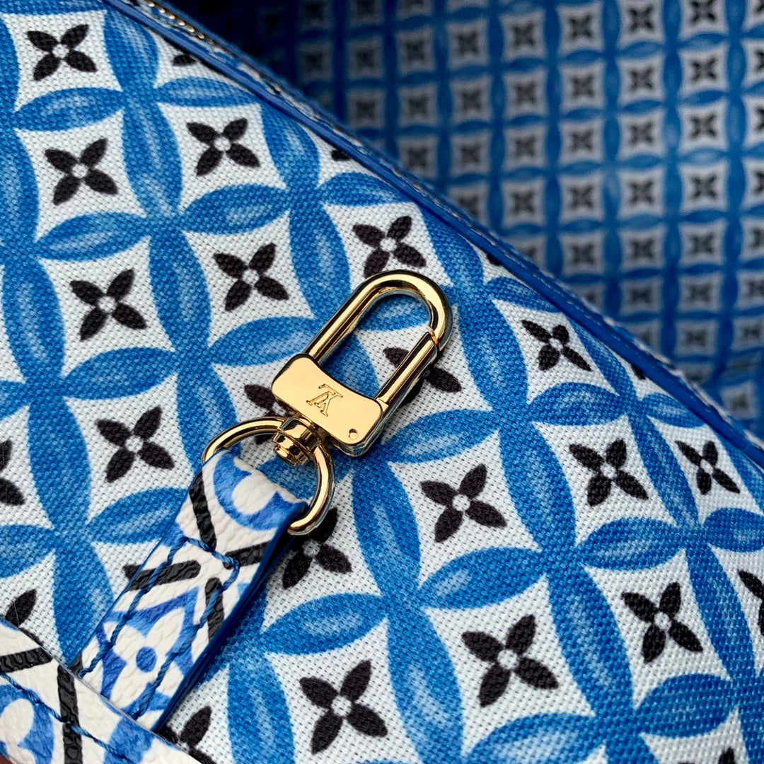 Louis Vuitton Neverfull MM By The Pool Monogram Tote Bag - White/Blue