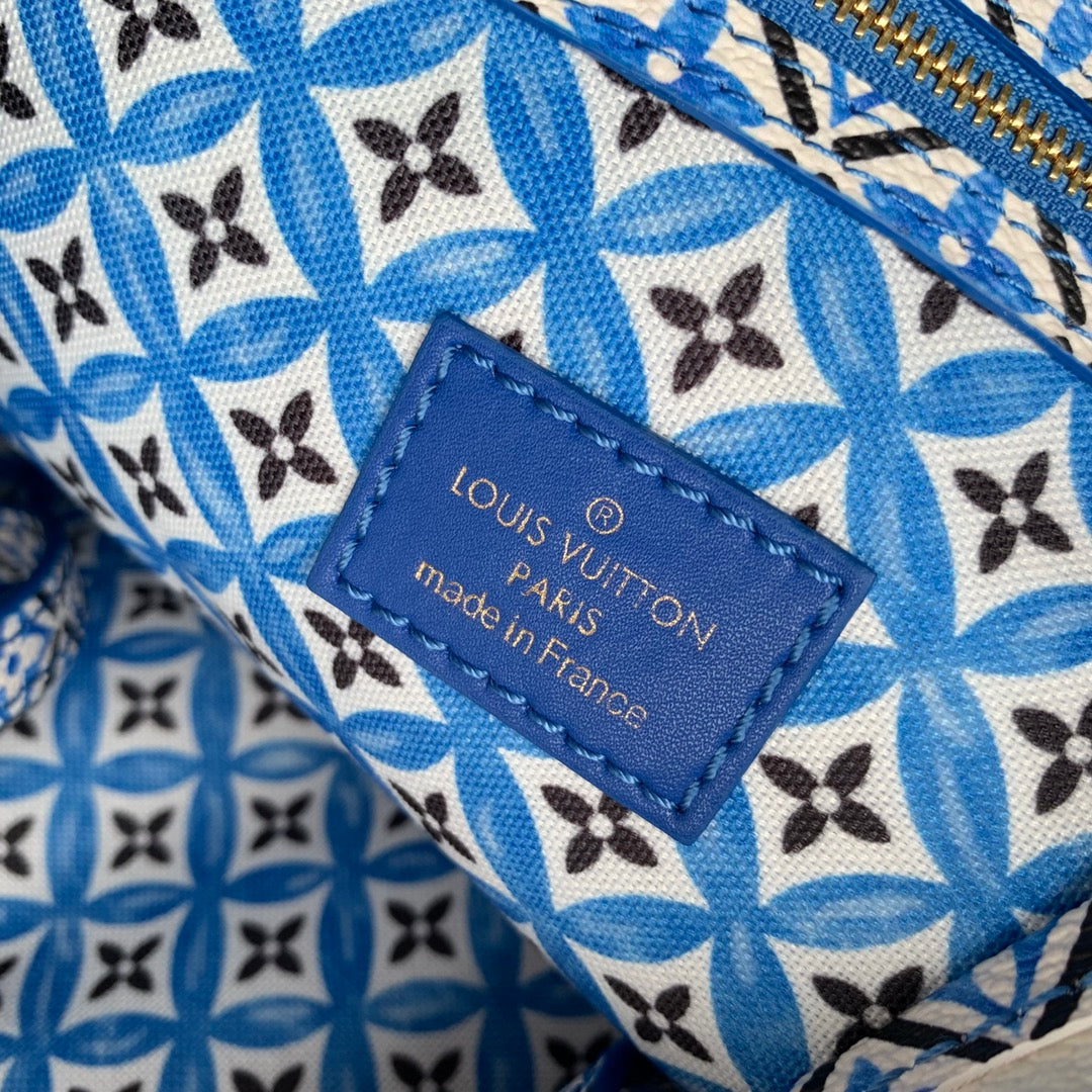 Louis Vuitton Neverfull MM By The Pool Monogram Tote Bag - White/Blue