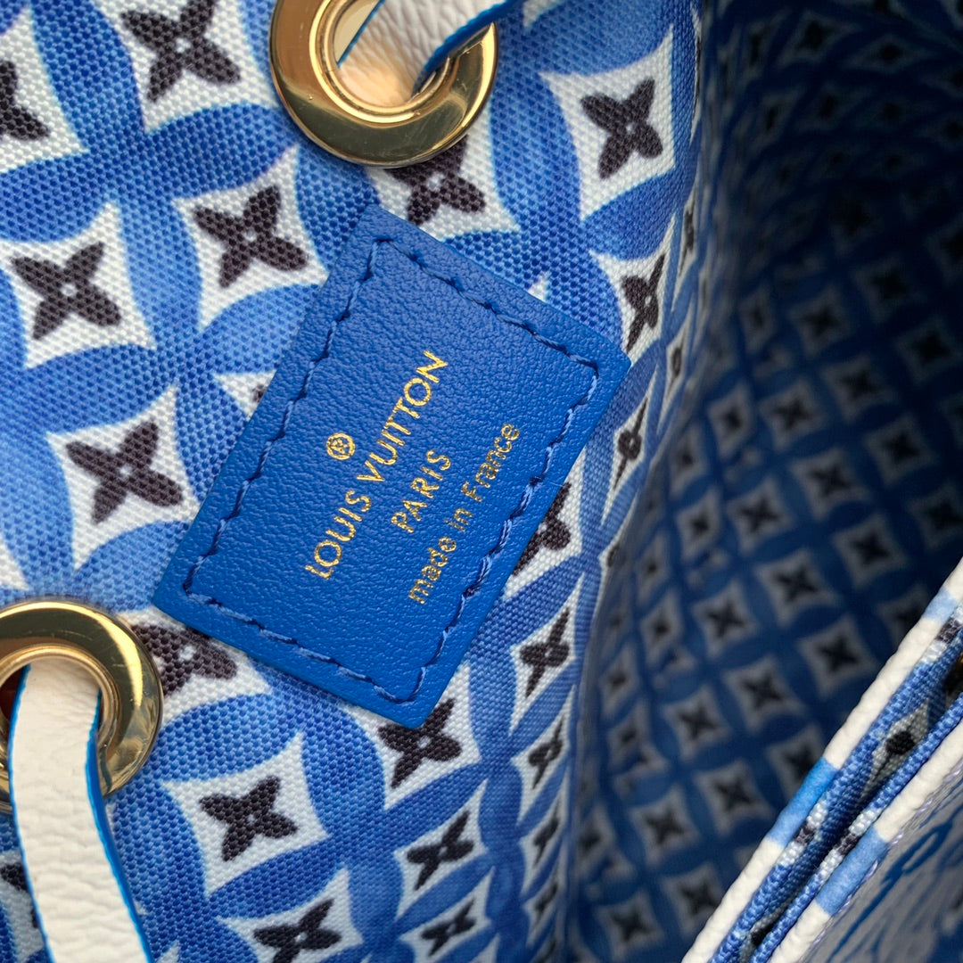 Louis Vuitton Nano Noé By The Pool Bucket Bag - Blue and White Monogram Leather