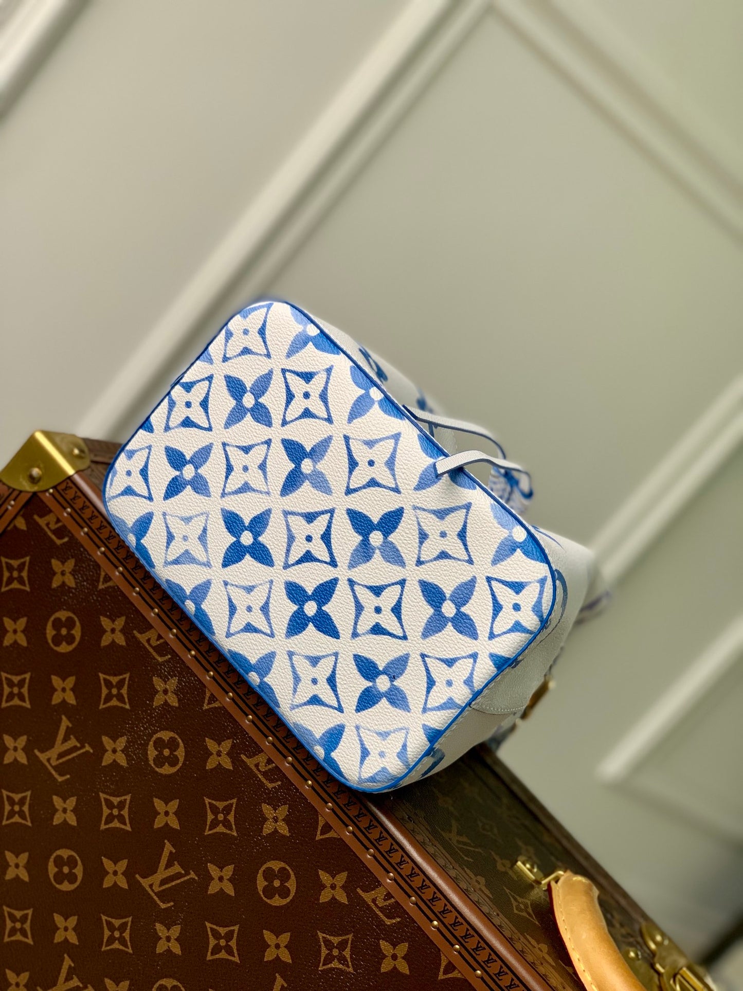 Louis Vuitton Nano Noé By The Pool Bucket Bag - Blue and White Monogram Leather