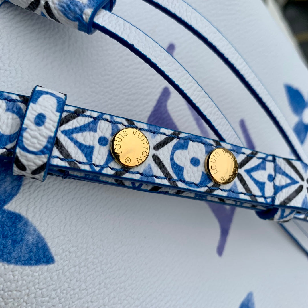 Louis Vuitton Nano Noé By The Pool Bucket Bag - Blue and White Monogram Leather
