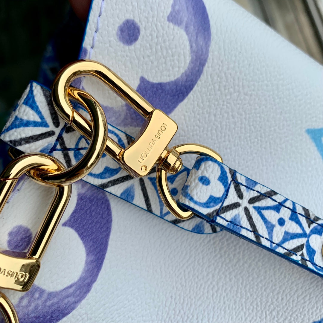Louis Vuitton Nano Noé By The Pool Bucket Bag - Blue and White Monogram Leather
