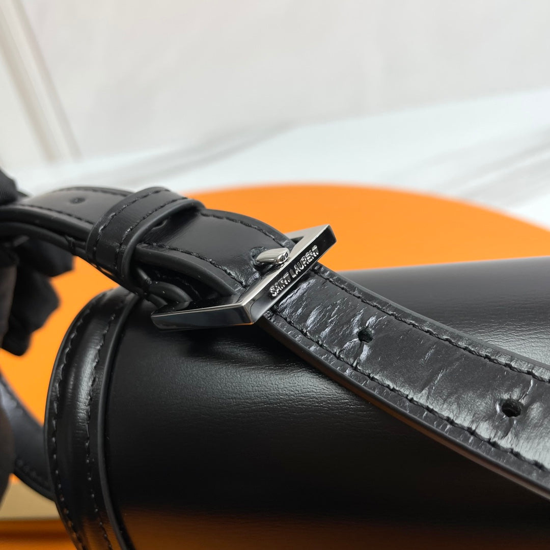 Saint Laurent YSL Small Solferino Shoulder Bag in Black Leather