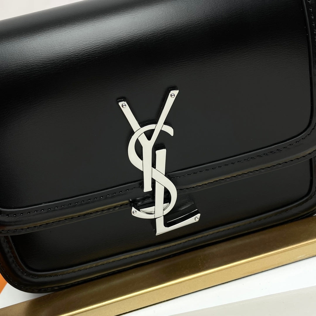 Saint Laurent YSL Small Solferino Shoulder Bag in Black Leather
