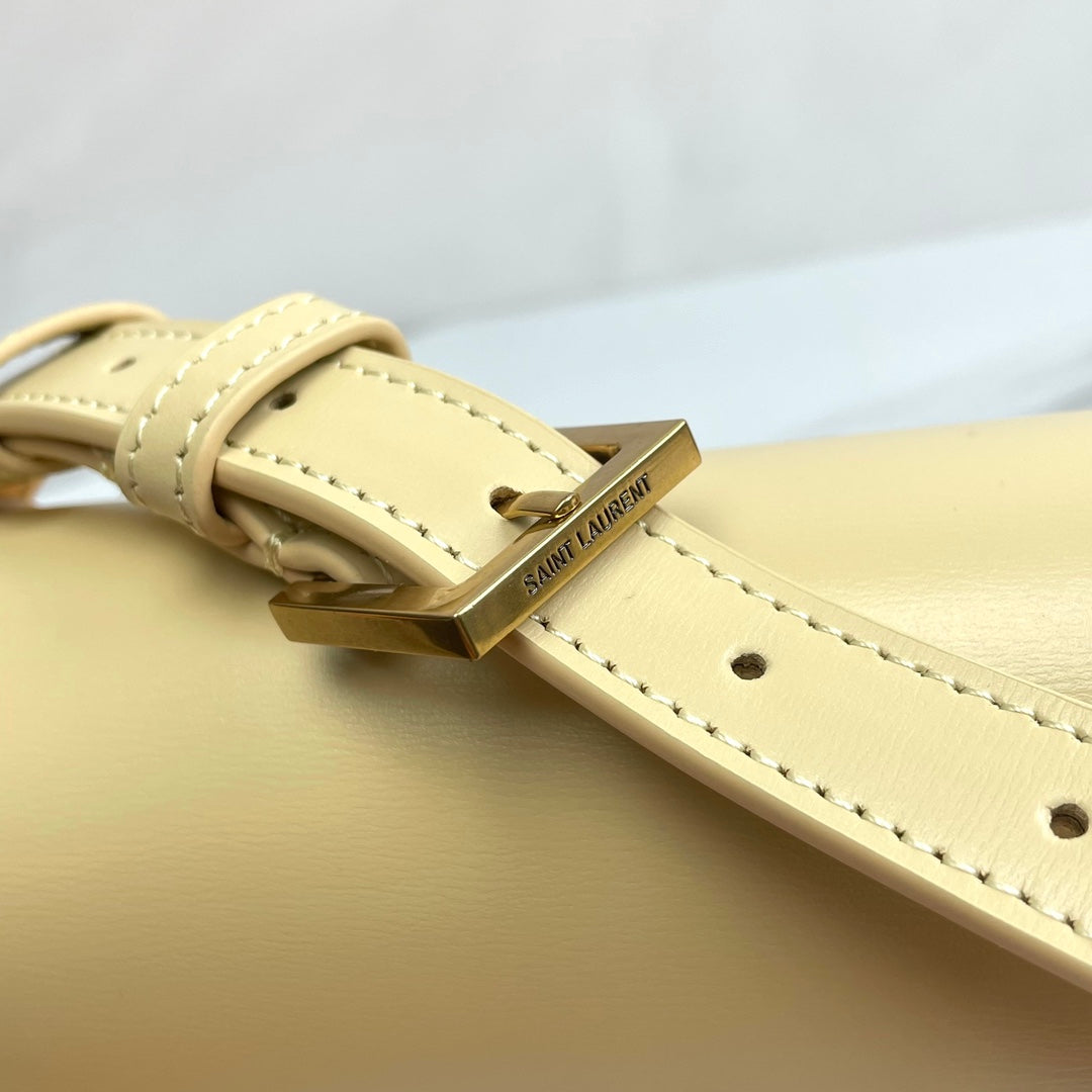 Saint Laurent Solferino Small Box Bag in Beige Leather