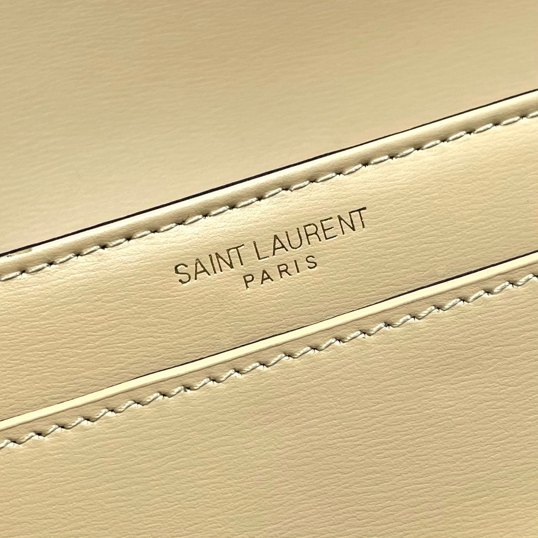 Saint Laurent Solferino Small Box Bag in Beige Leather