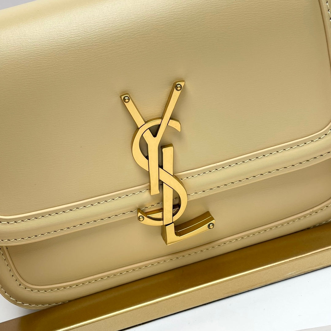 Saint Laurent Solferino Small Box Bag in Beige Leather