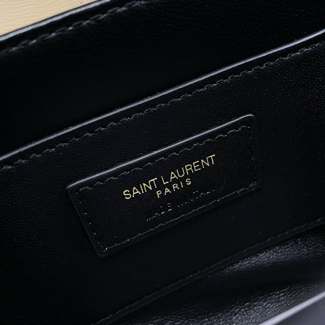 Saint Laurent Solferino Small Box Bag in Beige Leather