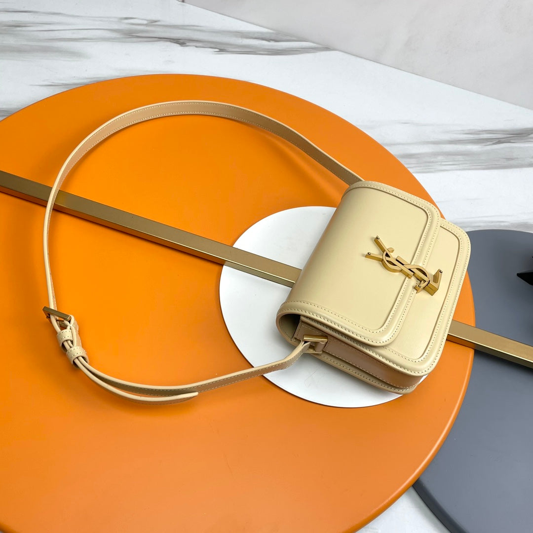 Saint Laurent Solferino Small Box Bag in Beige Leather