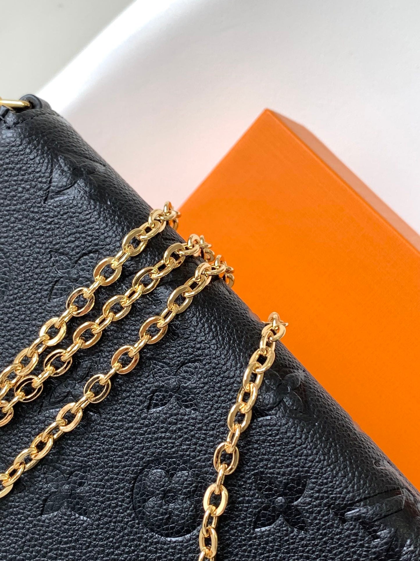 Louis Vuitton Félicie Pochette Monogram Empreinte Leather Black Gold Chain Crossbody Bag