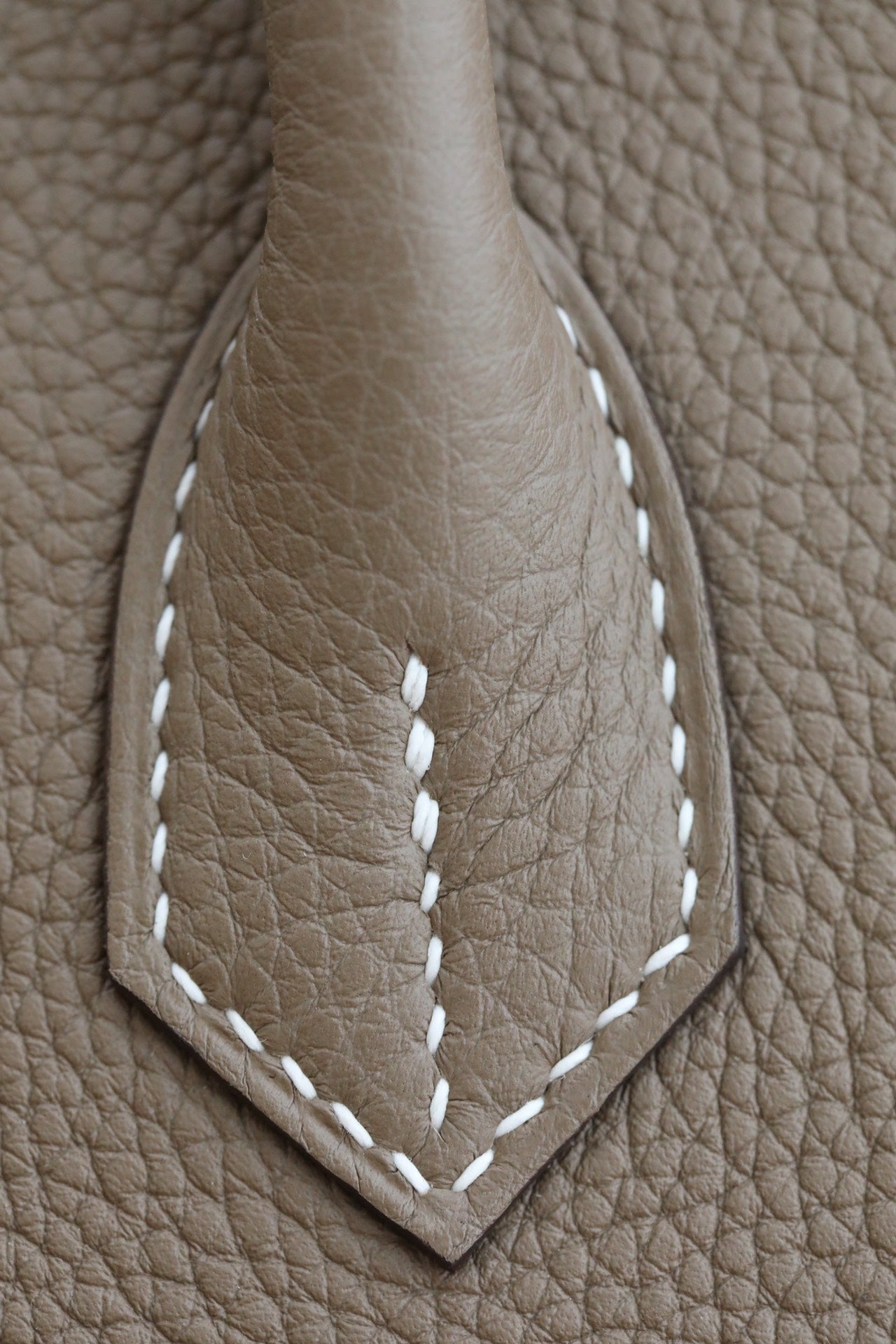 Elegant Taupe Leather Top-Handle Handbag with Gold-Tone Hardware