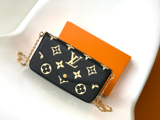 Louis Vuitton Félicie Pochette Monogram Empreinte Leather Chain Wallet - Black & Gold