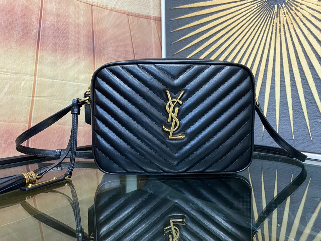 Saint Laurent Lou Camera Bag in Quilted Leather - Black