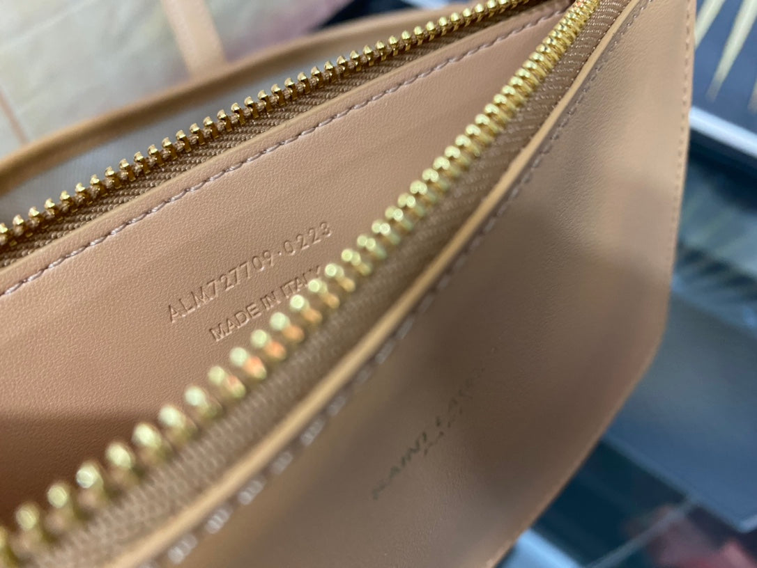 Saint Laurent YSL Canvas and Leather Hobo Bag - White and Tan
