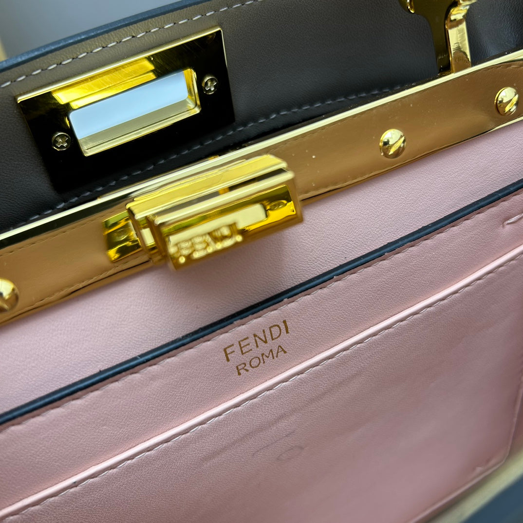 Elegant Black Structured Handbag with Gold Hardware and Shoulder Strap - 27cm x 21cm x 9cm