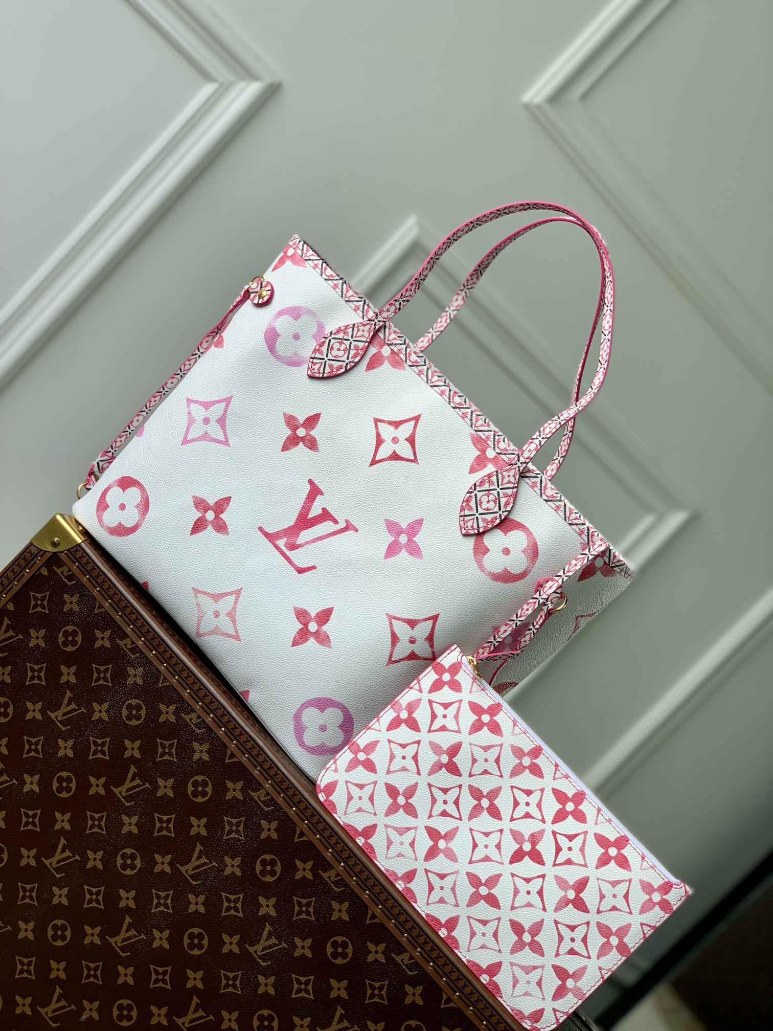 Louis Vuitton Neverfull MM By The Pool Monogram Empreinte Giant - Pink/White