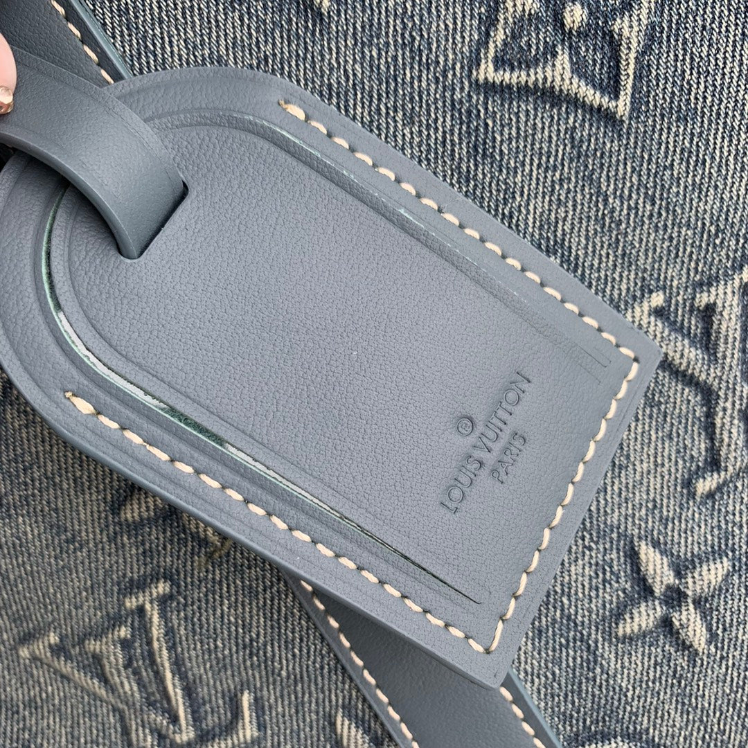 Louis Vuitton Keepall Bandoulière 50 Monogram Washed Denim Blue Travel Bag