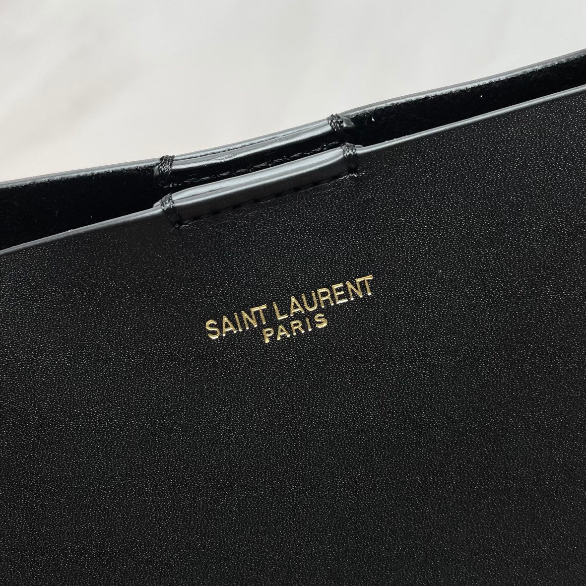 Saint Laurent Shopping E/W Leather Tote Bag with Pouch - Black