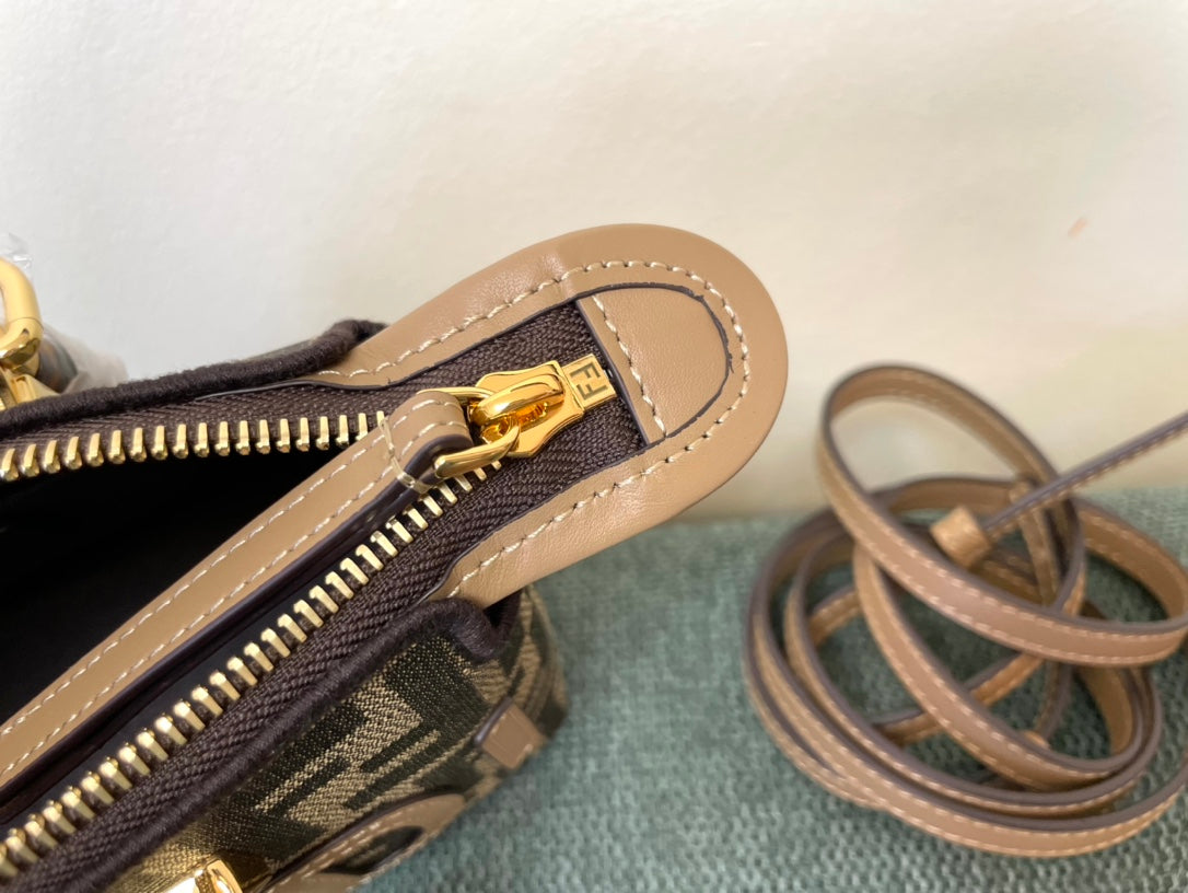 Fendi By The Way Mini Boston Bag with Bamboo Handles - FF Monogram Canvas