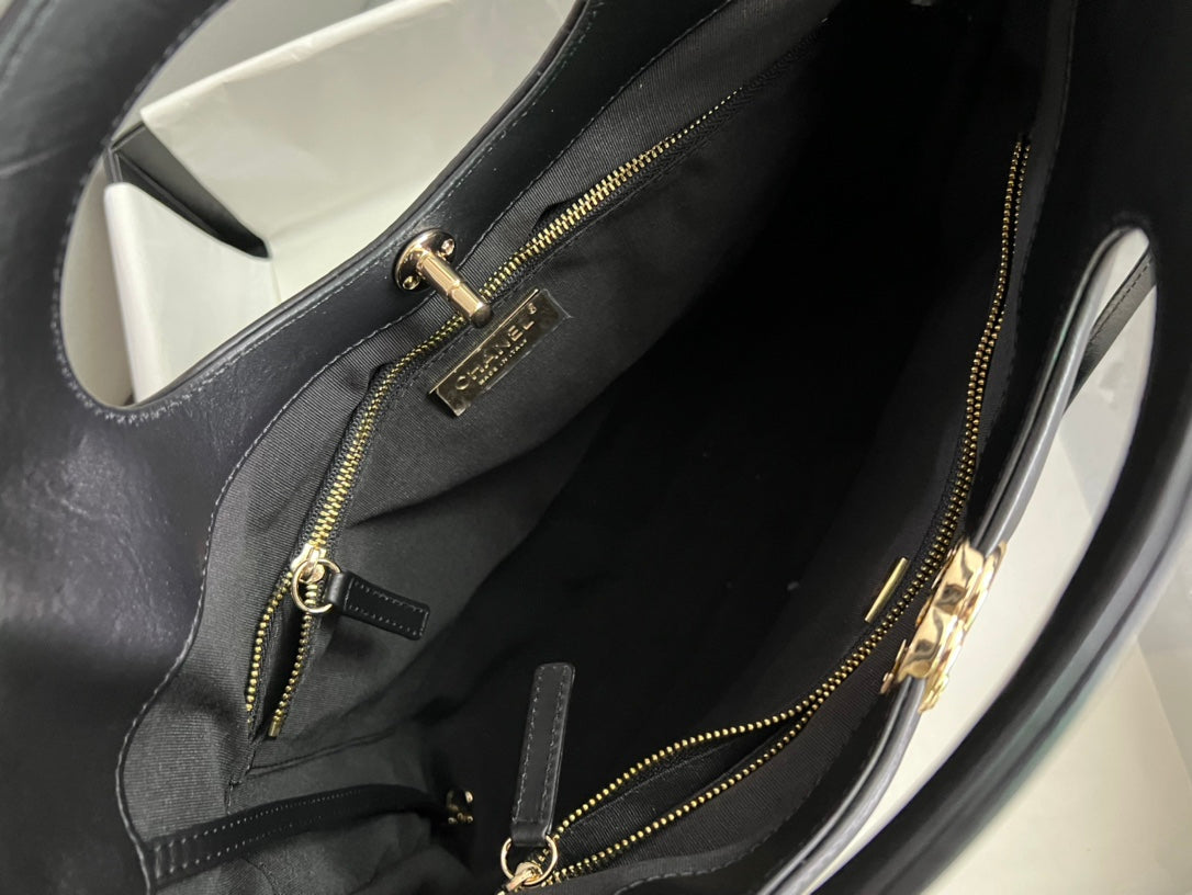 Chanel 31 Large Shopping Tote - Black Quilted Lambskin with Gold-Tone Hardware