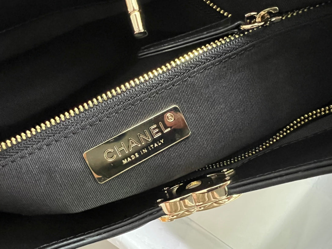 Chanel 31 Large Shopping Tote - Black Quilted Lambskin with Gold-Tone Hardware