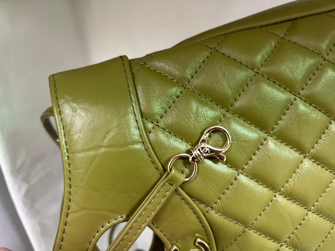 Chanel Quilted Leather 31 Handbag in Olive Green with Gold Hardware