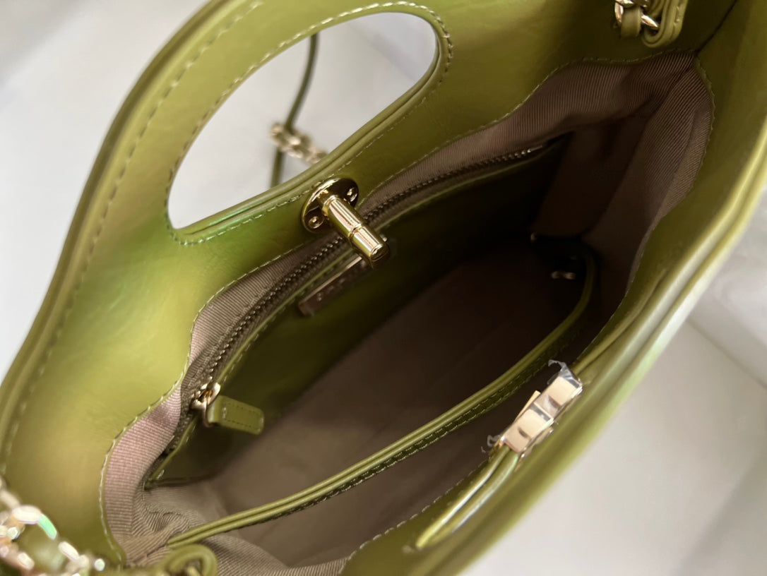 Chanel Quilted Leather 31 Handbag in Olive Green with Gold Hardware