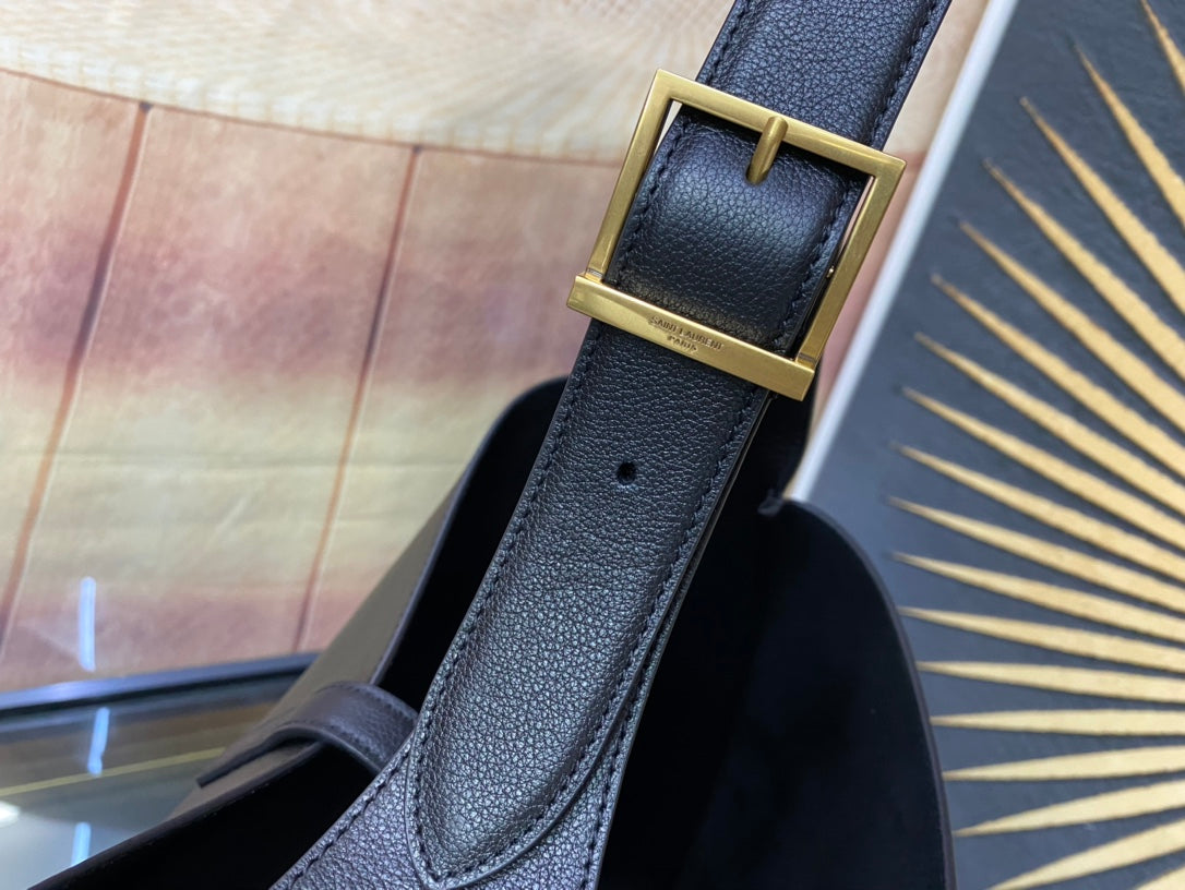 Saint Laurent Le 5 à 7 Small Leather Hobo Bag in Black