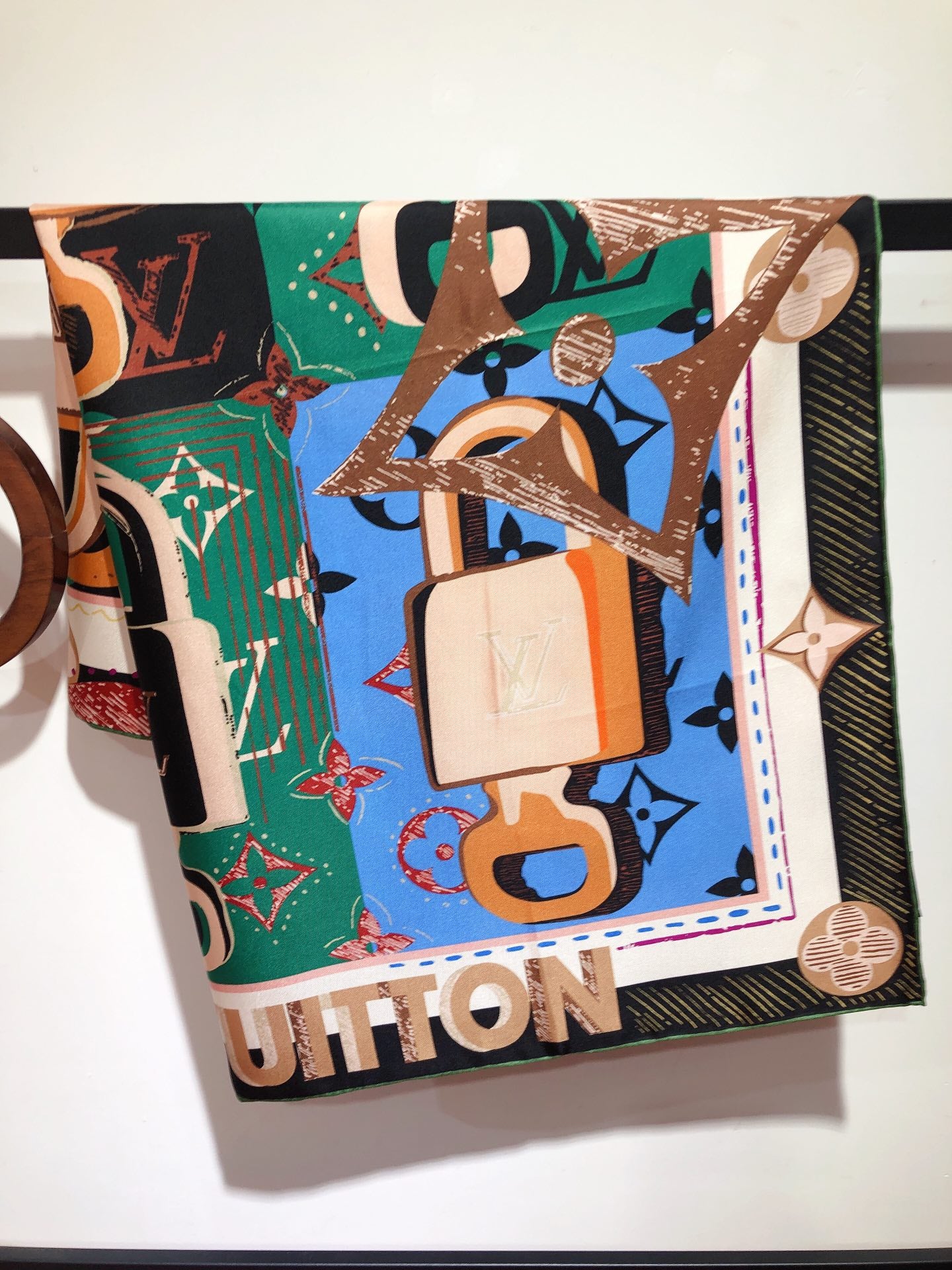 Louis Vuitton Inspired Pop Art Canvas Wall Decor - Hand-Painted Style Monogram and Padlock Design - Luxury Fashion Home Art
