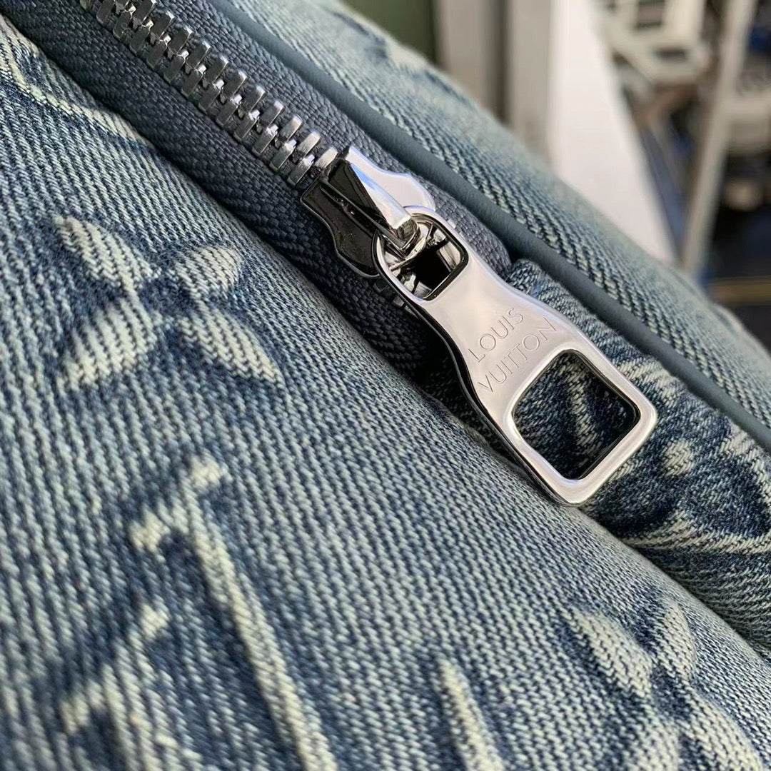 Louis Vuitton Montsouris PM Monogram Washed Denim Backpack - Blue