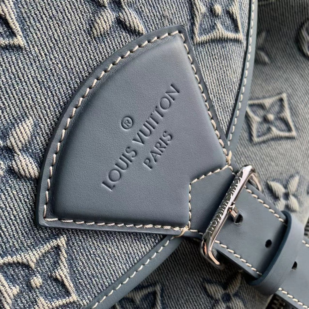 Louis Vuitton Montsouris PM Monogram Washed Denim Backpack - Blue