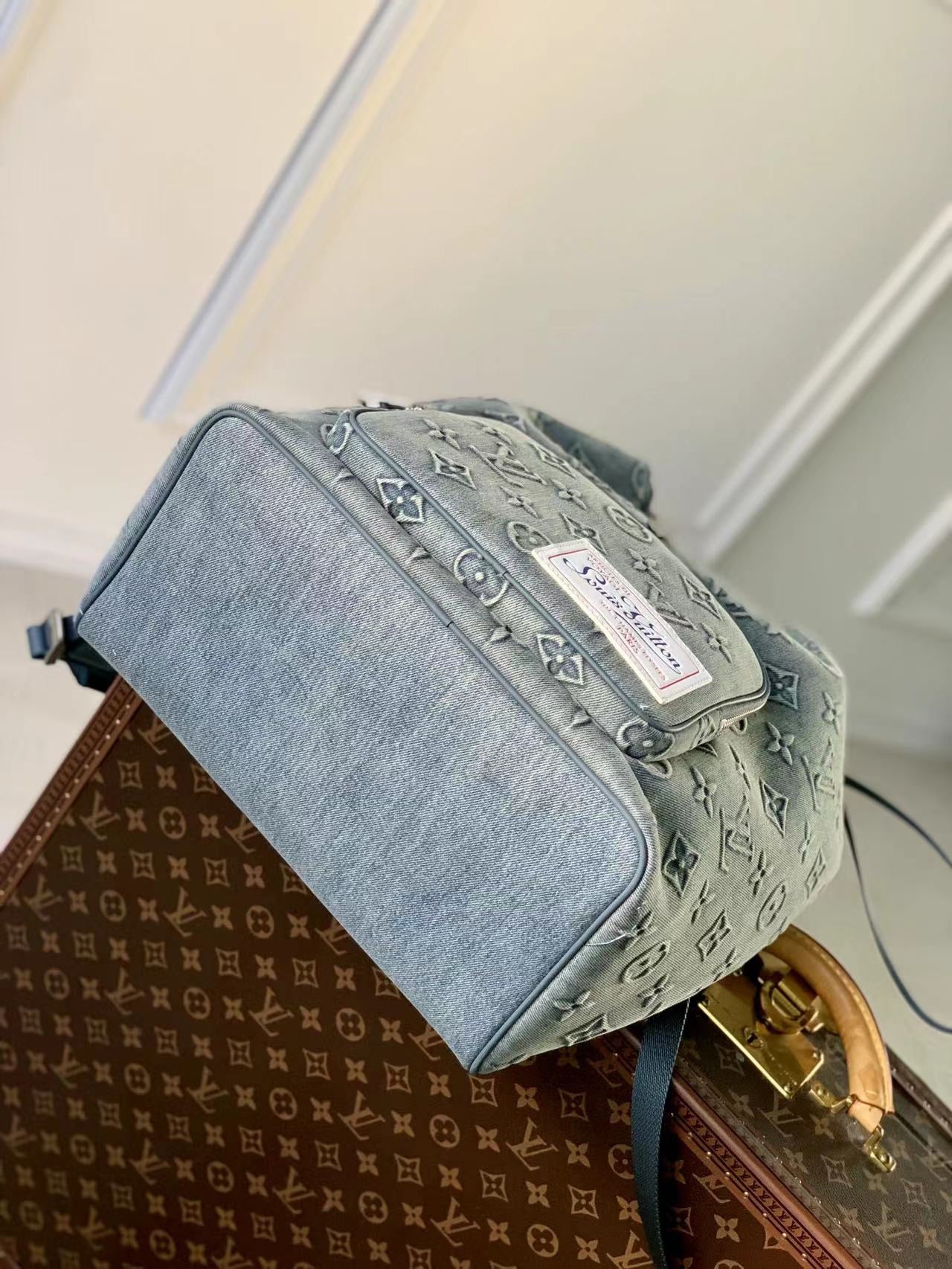 Louis Vuitton Montsouris PM Monogram Washed Denim Backpack - Blue