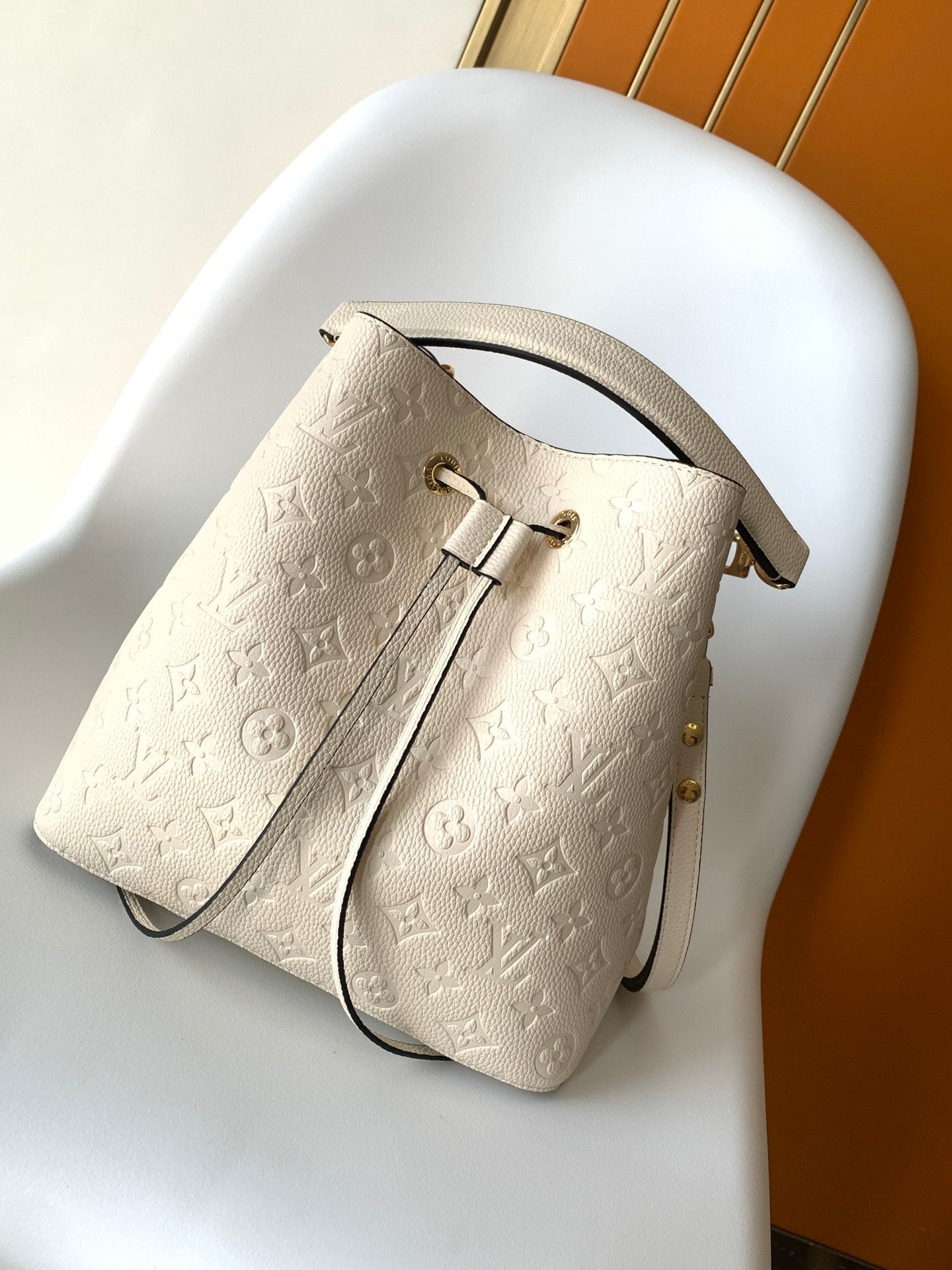 Louis Vuitton NéoNoé MM Monogram Empreinte Leather Bucket Bag - Cream
