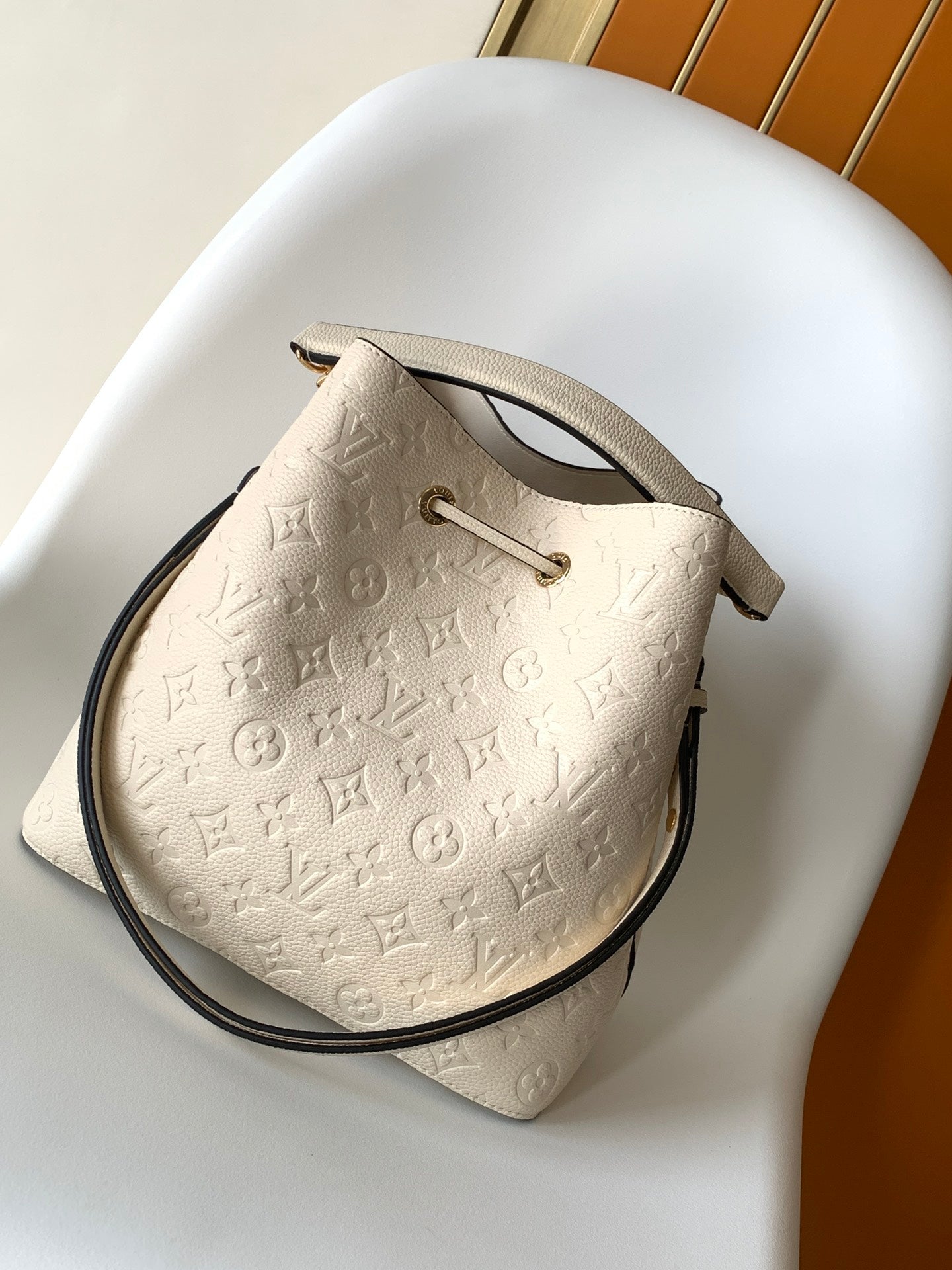 Louis Vuitton NéoNoé MM Monogram Empreinte Leather Bucket Bag - Cream