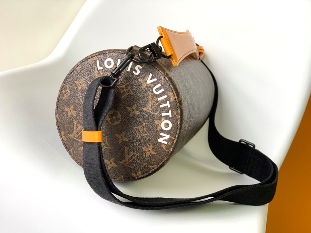 Louis Vuitton Monogram Soft Polochon Bag with Orange Leather Trim