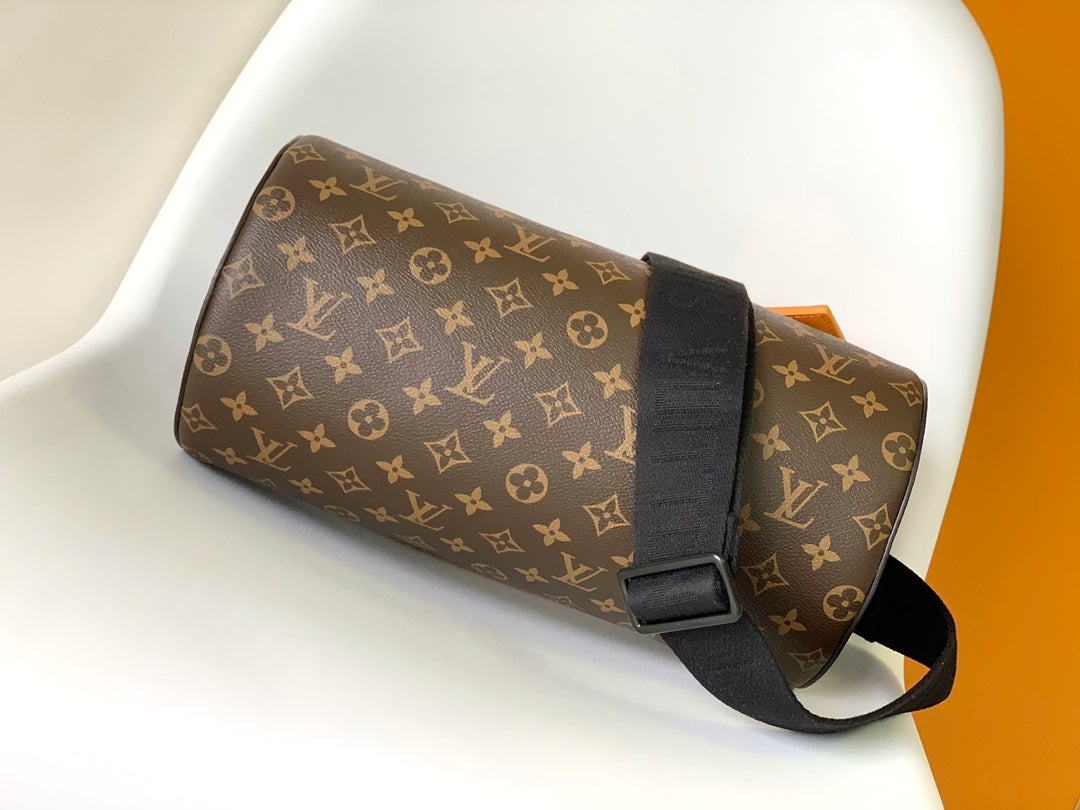 Louis Vuitton Monogram Soft Polochon Bag with Orange Leather Trim
