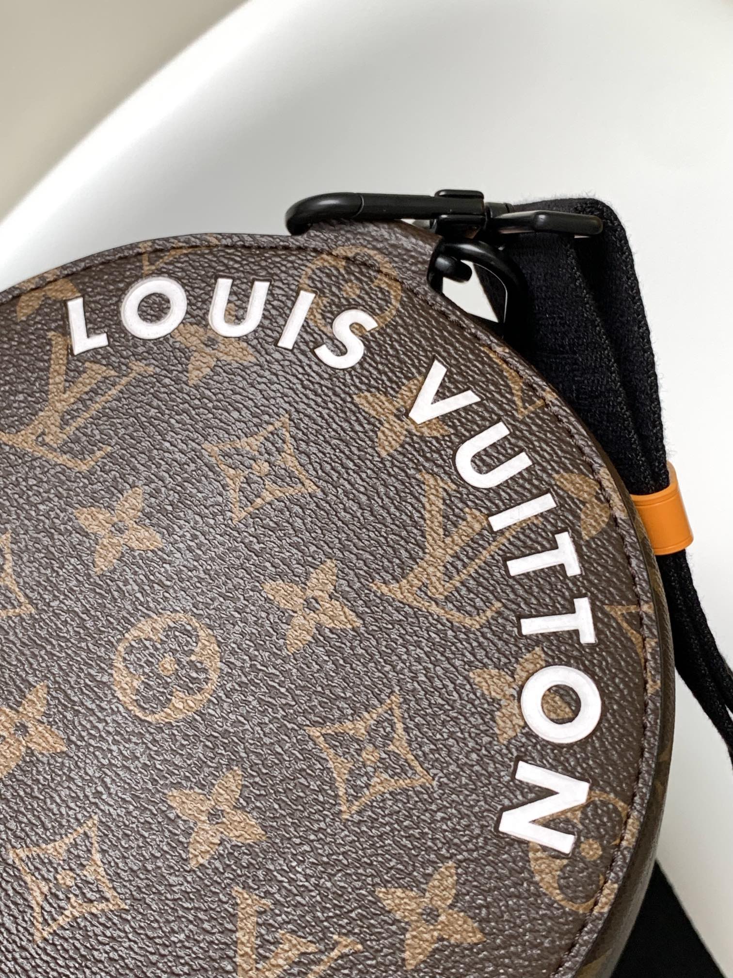 Louis Vuitton Monogram Soft Polochon Bag with Orange Leather Trim
