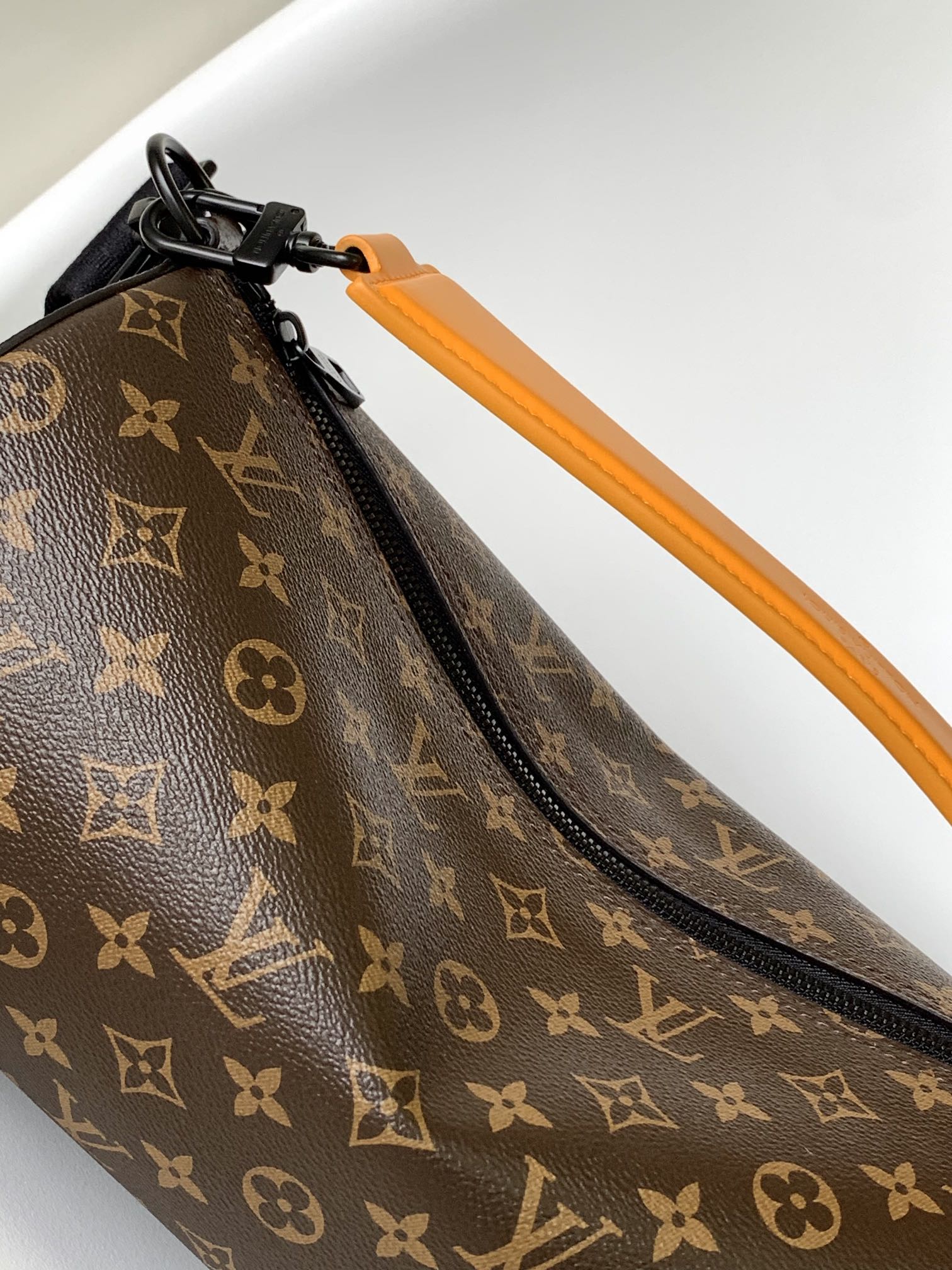Louis Vuitton Monogram Soft Polochon Bag with Orange Leather Trim