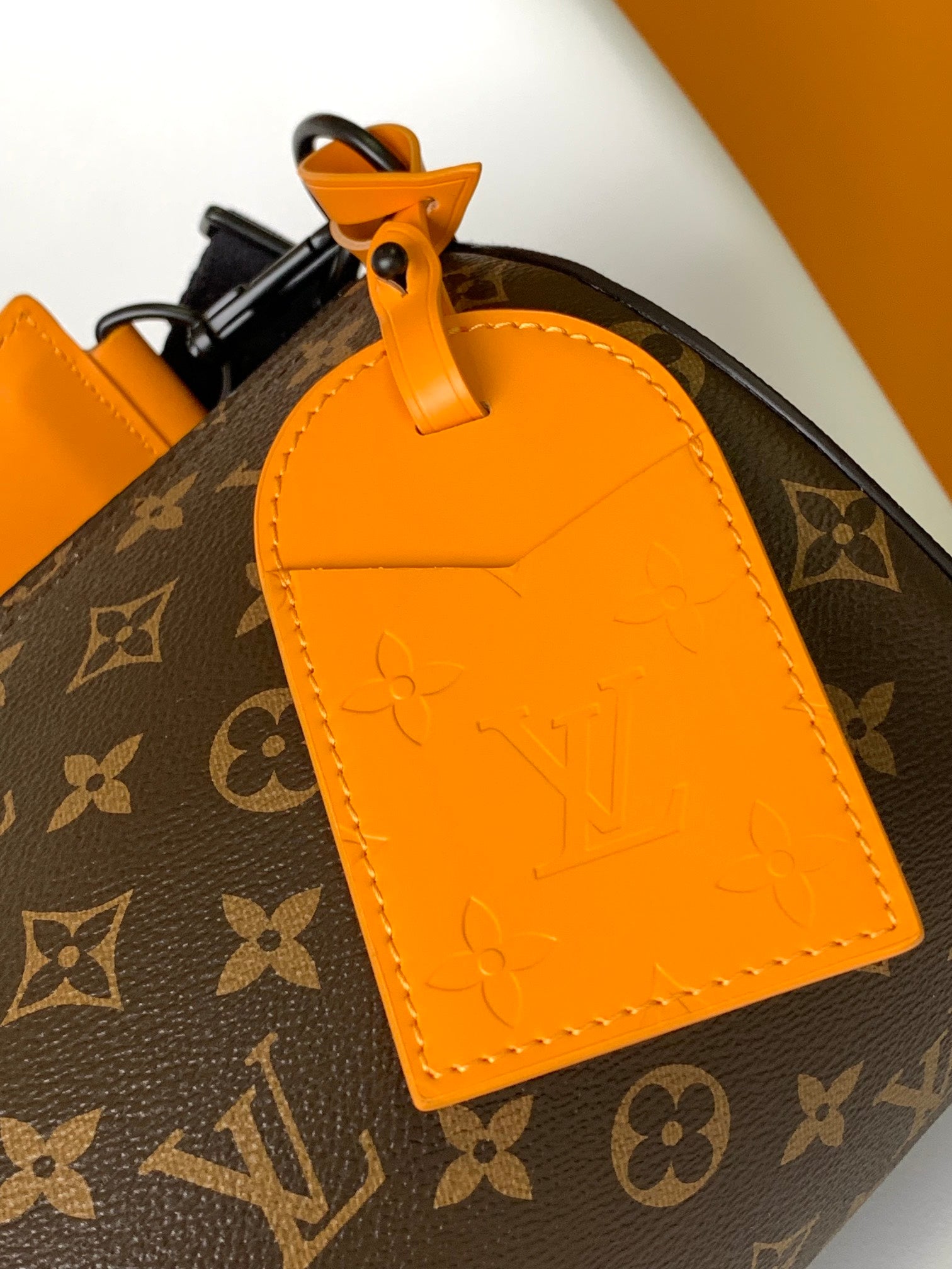 Louis Vuitton Monogram Soft Polochon Bag with Orange Leather Trim